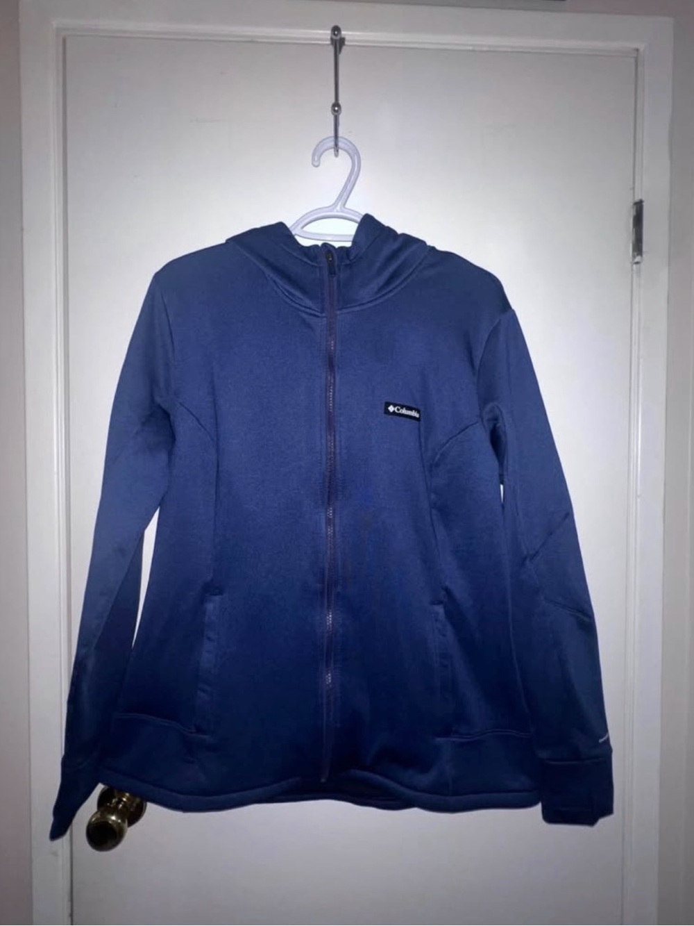 Columbia Women's Blue Hooded Full-Zip Bomber Jacket